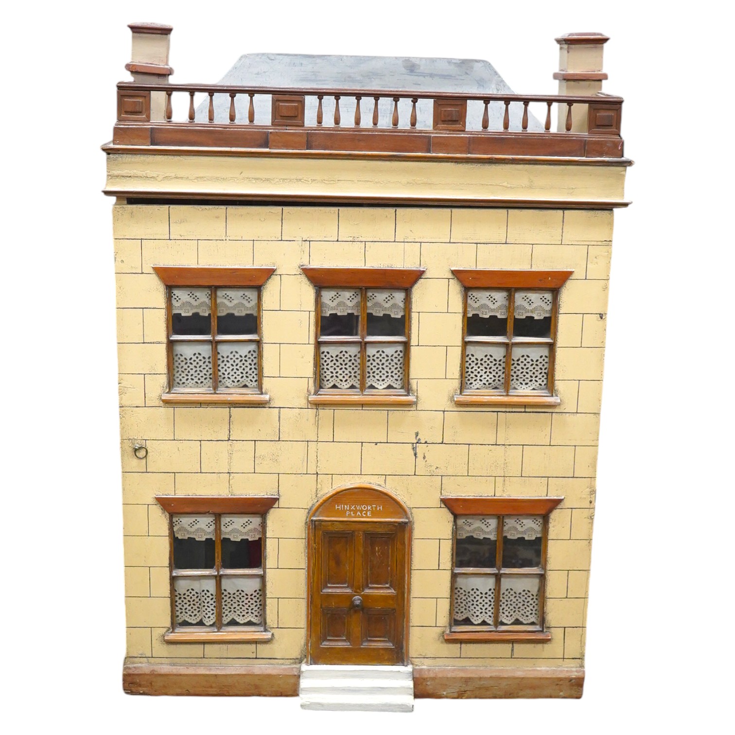 A early 20th century George III style doll’s house ‘Hinxworth Place’, together with extensive furnishings, height 97cm, width 72cm, depth 35cm. Condition - fair.